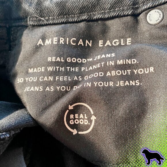 American Eagle Outfitters Black Distressed Jeans Denim Size 2 Mid Rise - Picture 3 of 7